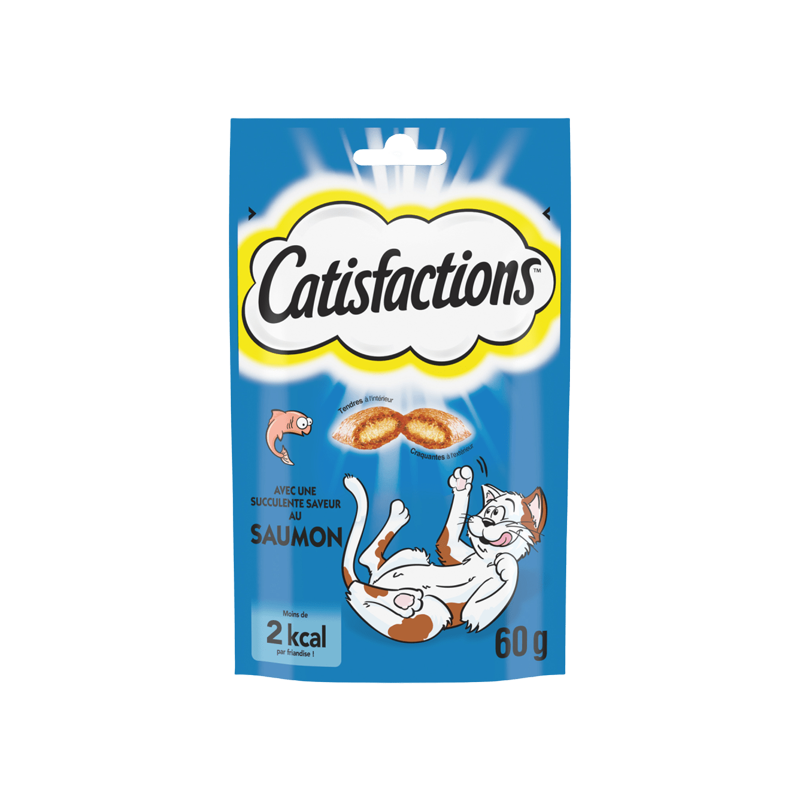 CATISFACTIONS™ Friandises saveur saumon pour chat et chaton 60g