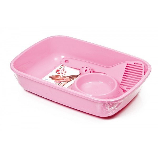 GEORPLAST - STARTERKIT BAC A Litière + GAMELLE + JOUET POUR CHAT.