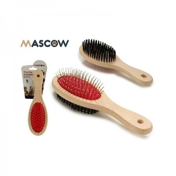 MASCOW - BROSSE DOUBLE FACE LARGE BEIGE POUR CHIEN ET CHAT.