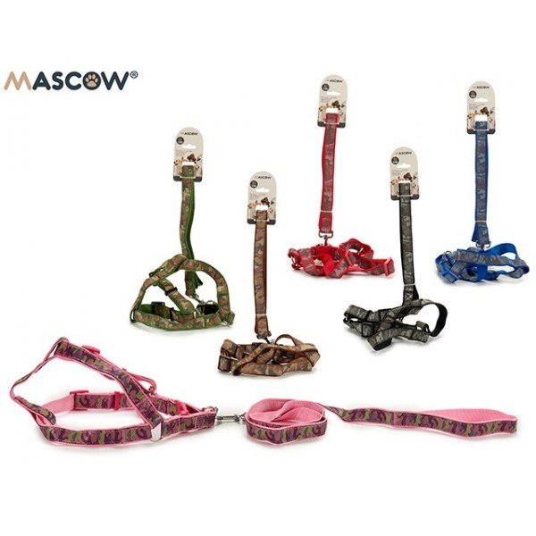 MASCOW - HARNAIS CAMOUFLAGE RÉGLABLE + LAISSE MILITAIRE POUR CHIEN DE