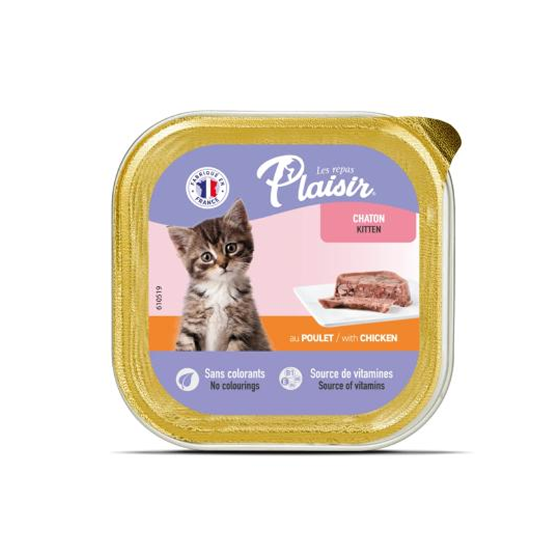 Pâté Plaisir Kitten pour chatons au poulet 100g